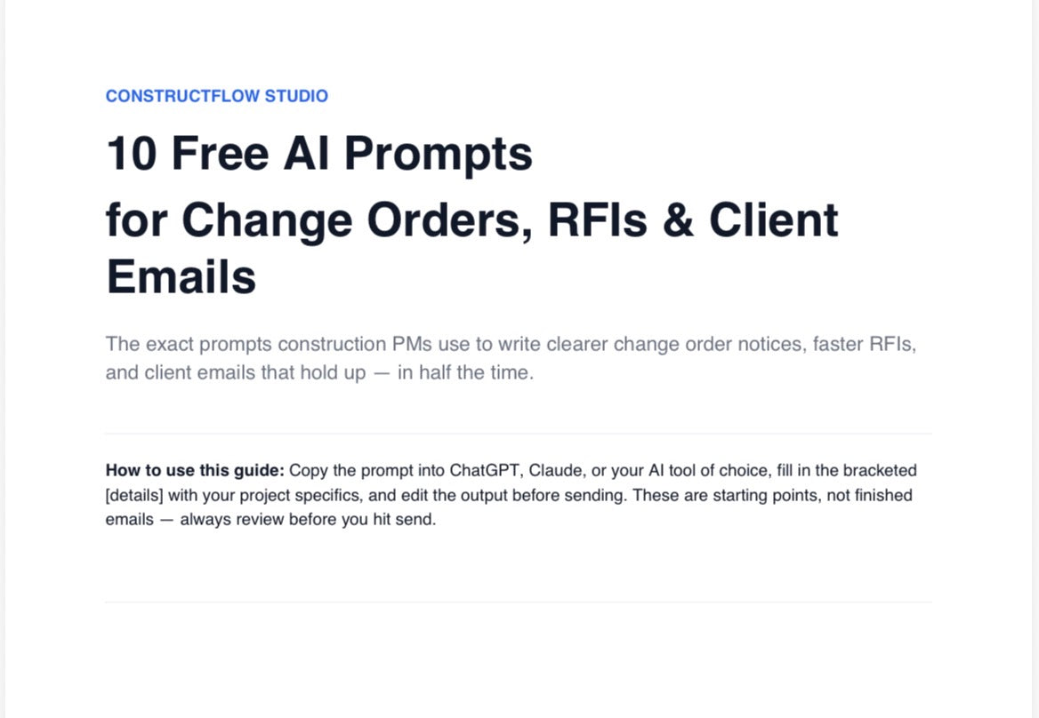 10 Free AI Prompts - Change Orders & RFIs