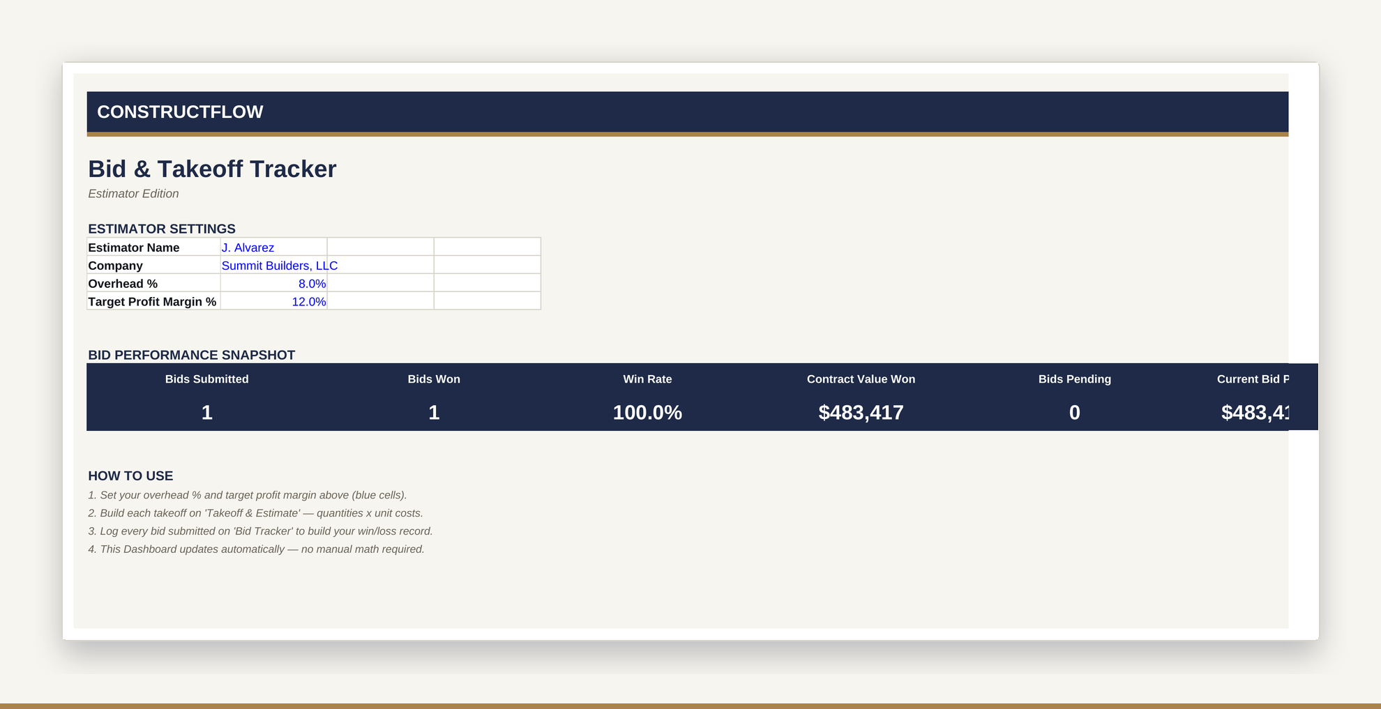 Bid & Takeoff Tracker