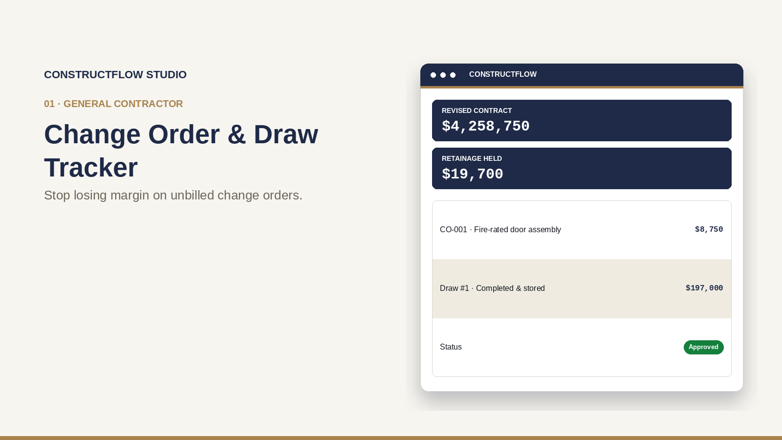 Change Order & Draw Tracker