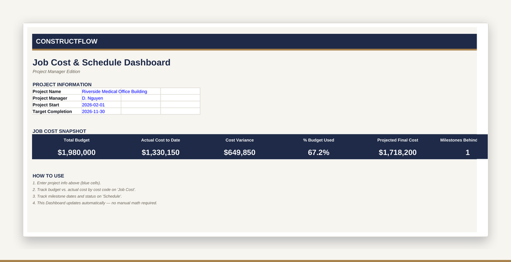 Job Cost & Schedule Dashboard
